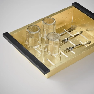 Cesto Escorredor Inox para Cuba Workstation 36x23 cm (Ouro Fosco)