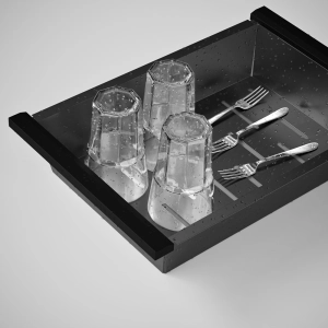 Cesto Escorredor Inox para Cuba Workstation 36x23 cm (Preto Fosco)