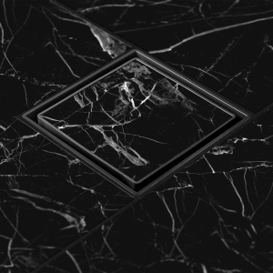 Ralo Oculto Invisível 10x10 cm com Tela (Preto)