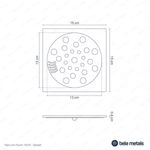 Conjunto Ralo com Fecho e Porta Grelha 10x10 cm (Preto)