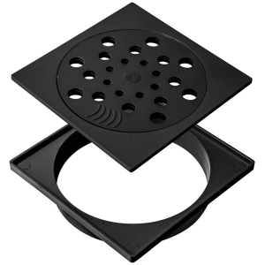 Conjunto Ralo com Fecho e Porta Grelha 15x15 cm (Preto)