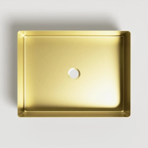 Cuba de Banheiro Apoio Inox Retangular 47x36 cm (Lhasa Ouro Fosca)