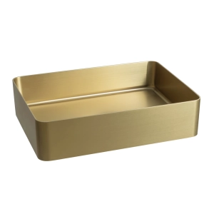 Produto Cuba de Banheiro Apoio Inox Retangular 47x36 cm (Lhasa Ouro Fosca)