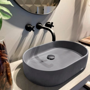 Cuba de Banheiro Concreto Apoio Elipse 55 cm (Lotus Grafite)