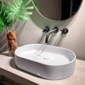 Cuba de Banheiro Concreto Apoio Elipse 55 cm (Lotus Off White)