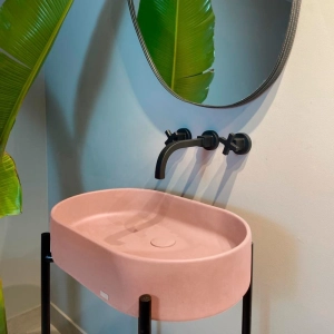 Cuba de Banheiro Concreto Apoio Elipse 55 cm (Lotus Ros&eacute;)