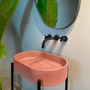 Cuba de Banheiro Concreto Apoio Elipse 55 cm (Lotus Salmão)