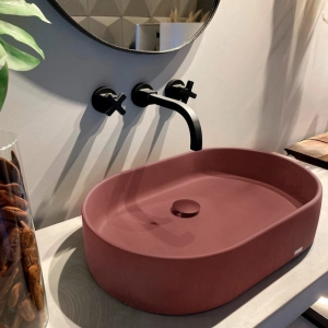 Cuba de Banheiro Concreto Apoio Elipse 55 cm (Lotus Terracota)