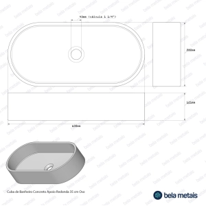 Cuba de Banheiro Concreto Apoio Elipse 60 cm (Francs Cemento)