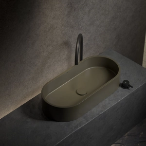 Cuba de Banheiro Concreto Apoio Elipse 60 cm (Francs Musgo)