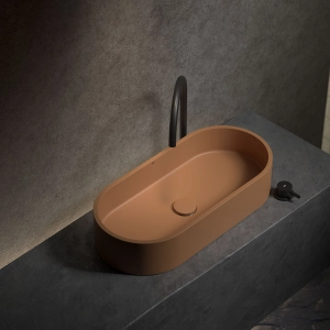 Cuba de Banheiro Concreto Apoio Elipse 60 cm (Francs Ocre)