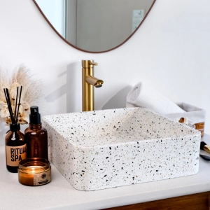 Cuba de Banheiro Concreto Apoio Quadrada 39 cm (Guna Granilite Opala)