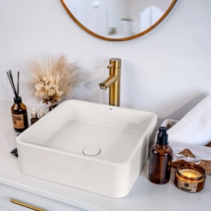 Cuba de Banheiro Concreto Apoio Quadrada 39 cm (Guna Granilite Polar)