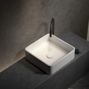 Cuba de Banheiro Concreto Apoio Quadrada 39 cm (Guna Granilite Polar)