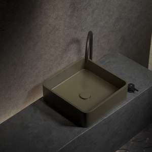 Cuba de Banheiro Concreto Apoio Quadrada 39 cm (Guna Musgo)