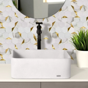 Cuba de Banheiro Concreto Apoio Quadrada 40 cm (Urban Off White)