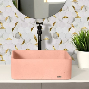 Cuba de Banheiro Concreto Apoio Quadrada 40 cm (Urban Rosé)