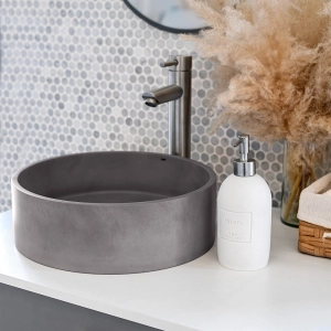 Cuba de Banheiro Concreto Apoio Redonda 35 cm (Oso Cemento)