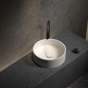 Cuba de Banheiro Concreto Apoio Redonda 35 cm (Oso Granilite Polar)