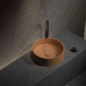 Cuba de Banheiro Concreto Apoio Redonda 35 cm (Oso Ocre)