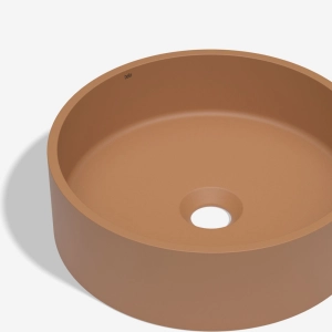 Cuba de Banheiro Concreto Apoio Redonda 35 cm (Oso Ocre)