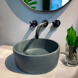 Cuba de Banheiro Concreto Apoio Redonda 35 cm (Small Florest)