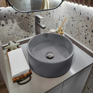 Cuba de Banheiro Concreto Apoio Redonda 35 cm (Small Grafite)