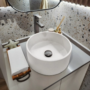 Cuba de Banheiro Concreto Apoio Redonda 35 cm (Small Off White)