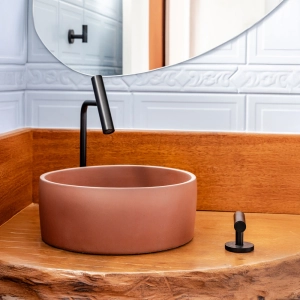 Cuba de Banheiro Concreto Apoio Redonda 35 cm (Small Rosé)