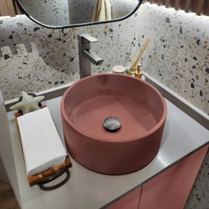 Cuba de Banheiro Concreto Apoio Redonda 35 cm (Small Terracota)