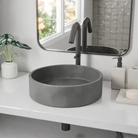 Produto Cuba de Banheiro Concreto Apoio Redonda 39 cm (Oso Cemento)