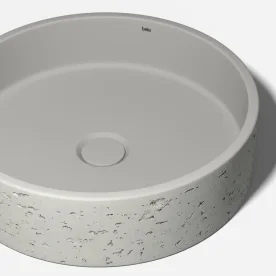 Produto Cuba de Banheiro Concreto Apoio Redonda 39 cm (Oso Marfim)