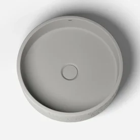 Produto Cuba de Banheiro Concreto Apoio Redonda 39 cm (Oso Marfim)