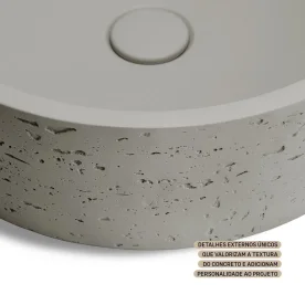 Produto Cuba de Banheiro Concreto Apoio Redonda 39 cm (Oso Marfim)