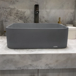 Cuba de Banheiro Concreto Apoio Retangular 42 cm (Tessa Grafite)