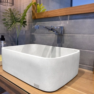 Cuba de Banheiro Concreto Apoio Retangular 42 cm (Tessa Off White)