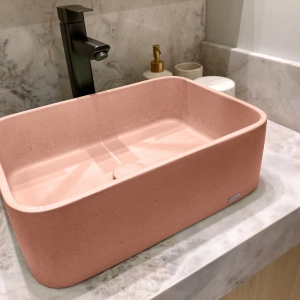 Cuba de Banheiro Concreto Apoio Retangular 42 cm (Tessa Ros&eacute;)