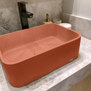 Cuba de Banheiro Concreto Apoio Retangular 42 cm (Tessa Salm&atilde;o)