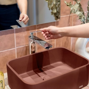 Cuba de Banheiro Concreto Apoio Retangular 42 cm (Tessa Terracota)