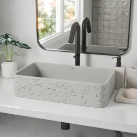 Produto Cuba de Banheiro Concreto Apoio Retangular 50 cm (Moran Marfim)