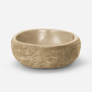 Cuba de Banheiro Concreto Apoio Rocha 37 cm com LED (Kivi Travertino)