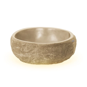 Cuba de Banheiro Concreto Apoio Rocha 37 cm com LED (Kivi Travertino)