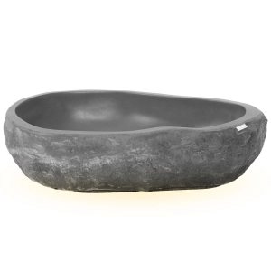 Cuba de Banheiro Concreto Apoio Rocha 57 cm com LED (Sten Grafite)