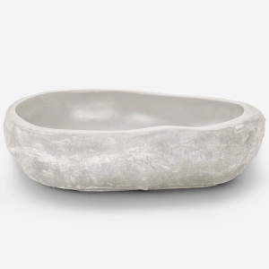 Cuba de Banheiro Concreto Apoio Rocha 57 cm com LED (Sten Off White)