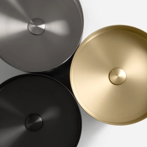 Cuba de Banheiro Inox Piso Redonda 38 cm (Shanghai Grafite Fosca)