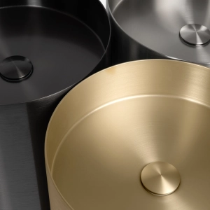 Cuba de Banheiro Inox Piso Redonda 38 cm (Shanghai Grafite Fosca)