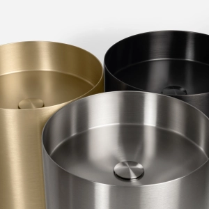 Cuba de Banheiro Inox Piso Redonda 38 cm (Shanghai Grafite Fosca)