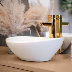 Cuba de Banheiro Lou&ccedil;a Apoio Oval 41 cm (Bari Branca)