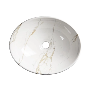 Cuba de Banheiro Lou&ccedil;a Apoio Oval 41 cm (Bari M&aacute;rmore Carrara)