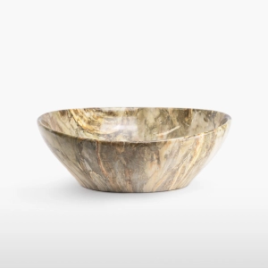 Cuba de Banheiro Lou&ccedil;a Apoio Oval 41 cm (Bari M&aacute;rmore &Ocirc;nix Marrom)